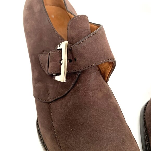 Faconnable Womens Buckle Pilgrim Shoes Brown Suede Size 6B Leather Vibram Sole - Picture 3 of 15